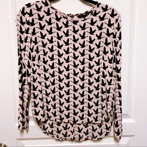 H&M Pale Pink Bird Pattern Top